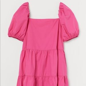 H&M pink tiered dress with puff balloon sleeves